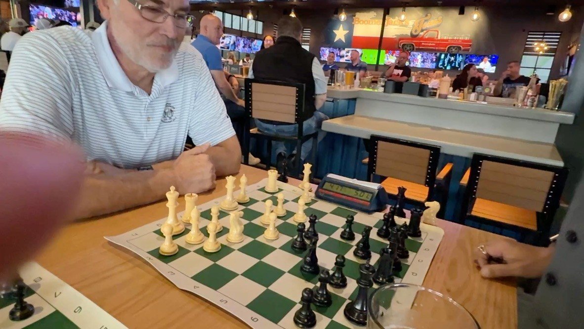 Blitz chess game with a clock at Boomerjack's